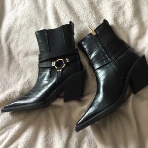 River Island Black Textured Ankle Booties